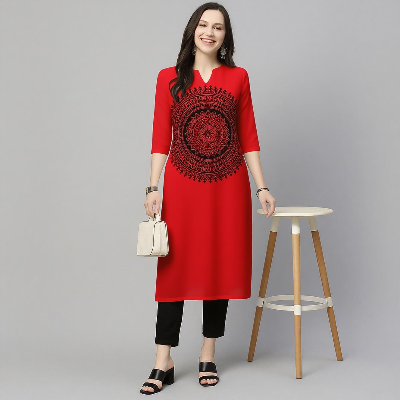 Ethnic Fashion Kurtis - Muçulmano kurt flores moda feminina confortável