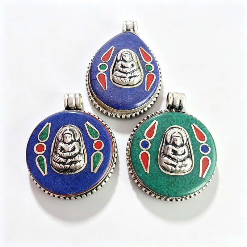 Ethnic Fashion Com - Pingentes de Amuleto Budista Tibetano em