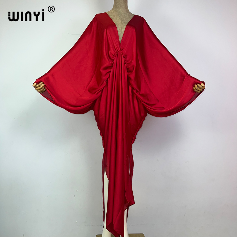 Ethnic Gown - Winyi monocromático elegante maiô cobrir vestido