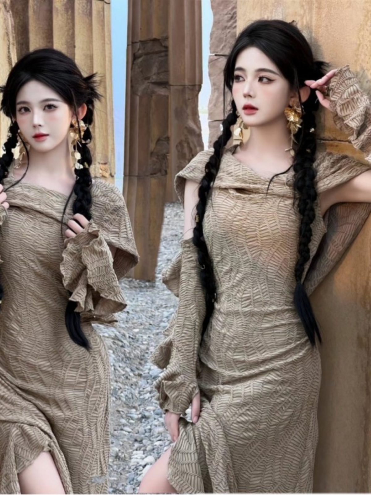 Ethnic Clothing & Online Fashion Store Khaadi Us - Vestido Longo com Tema Desértico, Moda