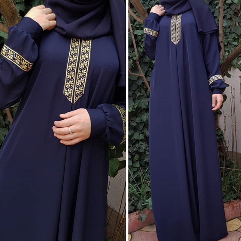 Ethnic Gown - Estilo étnico muçulmano impressão abayas plus