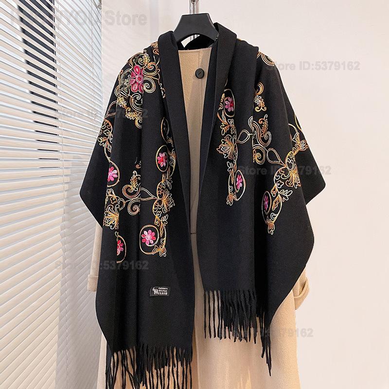 Go Ethnic Fashion - Xale Pashmina Feminino Vintage com Bordado