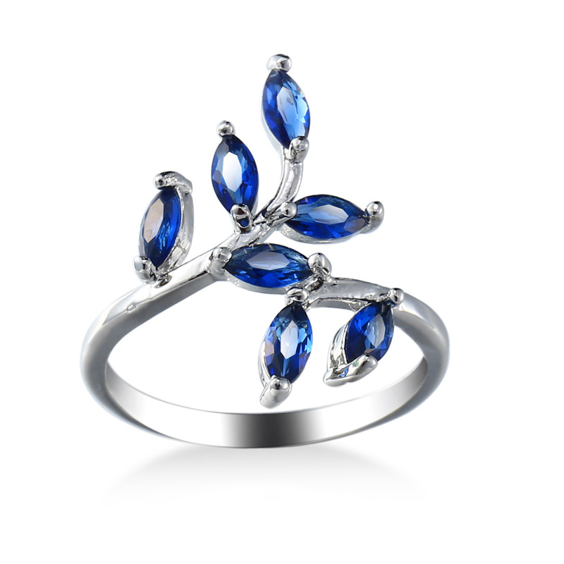 Bonito azul folhas design anéi - Ethnic Fashion Designers avaliação e preço