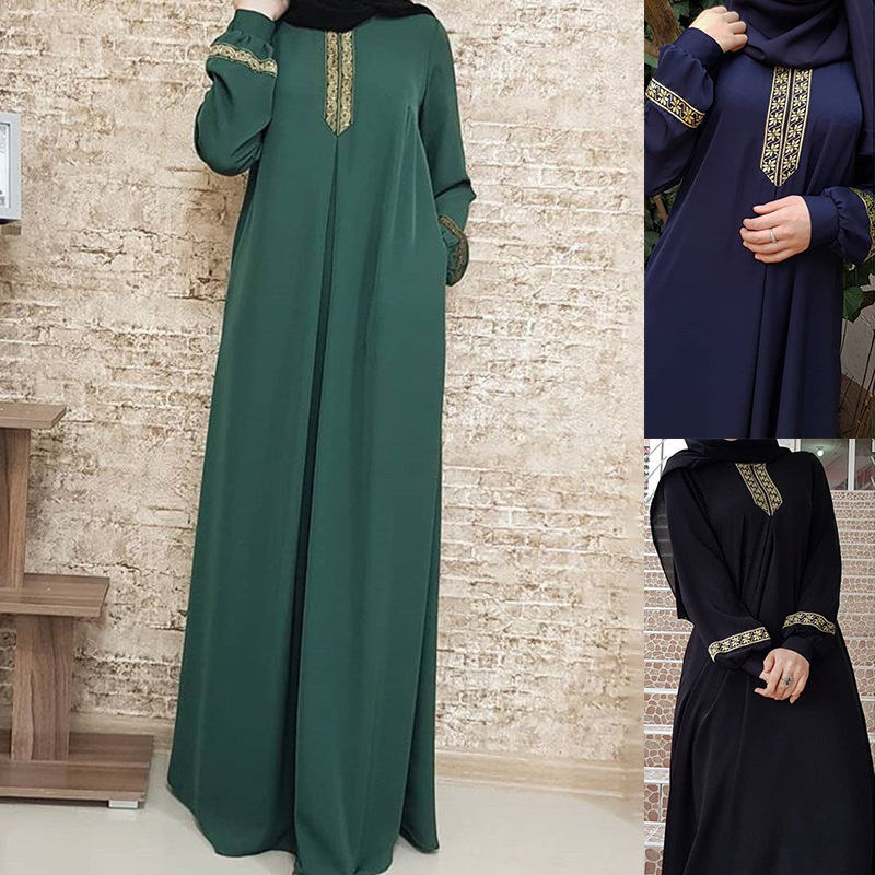 Estilo étnico muçulmano impres - Ethnic Gown avaliação e preço