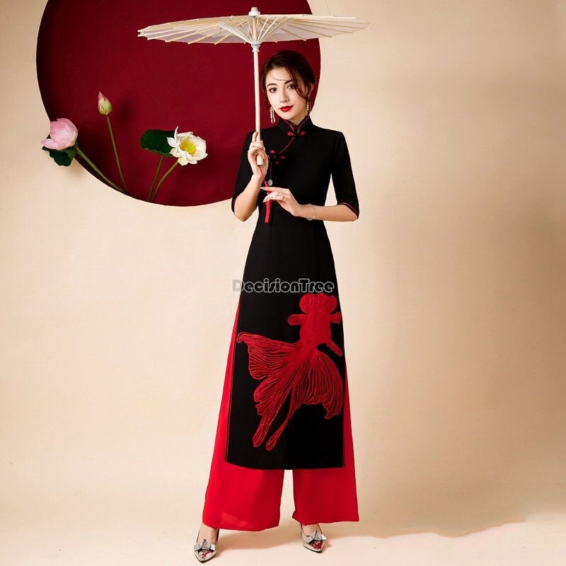 Qipao de Dança Clássico e Eleg - Ao Dai Vietnam Dress avaliação e preço